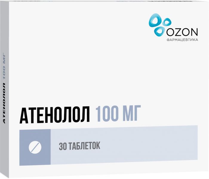 Атенолол таб п/об пленочной 100мг 30 шт озон