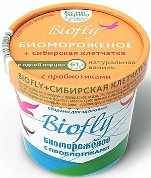 Biofly биомороженое стаканчик бумаж 45г 3% молочное сибирская клетчатка яблоко