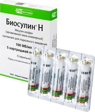 Биосулин h суспензия для и/п/к 100ед/мл 3мл 5 шт картридж