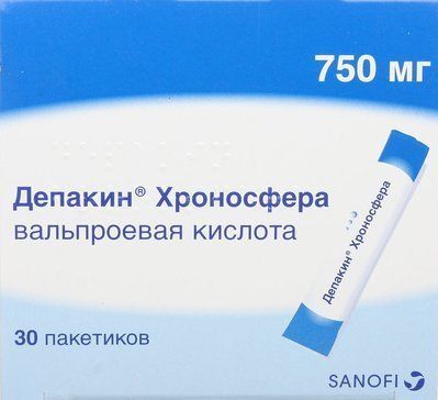 Депакин хроносфера гранулы пролонгированные 750мг пак 30 шт