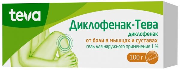 Диклофенак-Тева гель для наружнприм-я 1% 100г Диклофенак-Тева гель для наружнприм-я 1% 100г