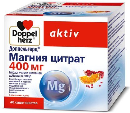 Доппельгерц Актив Магния цитрат порошок 400мг саше-пакет 6 г 40 шт