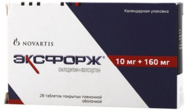 Эксфорж таб п/об пленочной 10мг+160мг 28 шт Эксфорж таб п/об пленочной 10мг+160мг 28 шт
