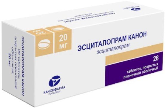 Эсциталопрам канон таб п/об пленочной 20мг 28 шт