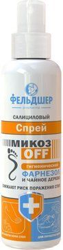 Фельдшер спрей салициловый микозофф  гигиенический фарнезол и чайное дерево 190мл Фельдшер спрей салициловый микозофф  гигиенический фарнезол и чайное дерево 190мл