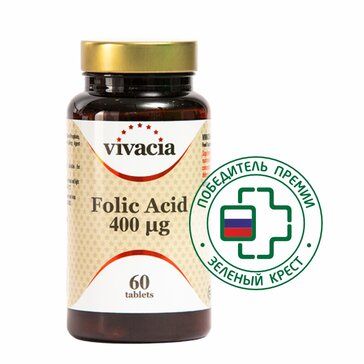 Фолиевая кислота Vivacia Folic Acid таб 400 мкг 60 шт