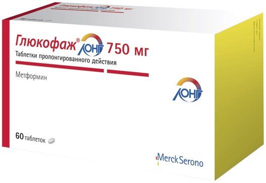 Глюкофаж лонг таб пролонг 750мг 60 шт