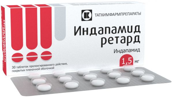 Индапамид ретард таб п/об пленочной пролонг 15мг 30 шт татхимфармпрепараты Индапамид ретард таб п/об пленочной пролонг 15мг 30 шт татхимфармпрепараты