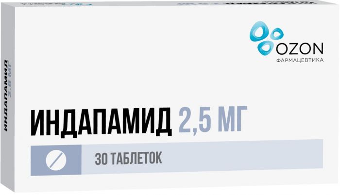 Индапамид таб п/об пленочной 25мг 30 шт озон