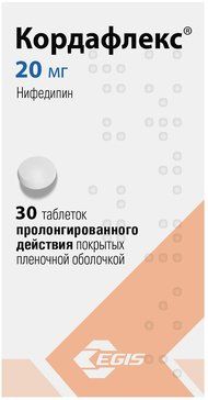 Кордафлекс таб п/об пленочной пролонг фл 20мг 30 шт