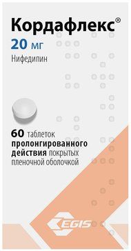 Кордафлекс таб п/об пленочной пролонг фл 20мг 60 шт