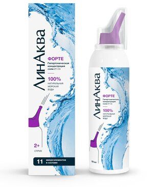 Линаква форте средство для детей и взрослых для промывания и орошения носа 21% 150мл Линаква форте средство для детей и взрослых для промывания и орошения носа 21% 150мл