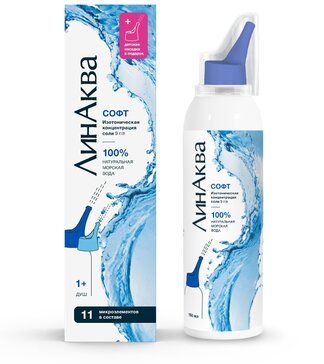 Линаква софт средство для детей и взрослых для промывания и орошения носа 09% 150мл две насадки Линаква софт средство для детей и взрослых для промывания и орошения носа 09% 150мл две насадки