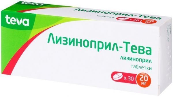Лизиноприл-Тева таб 20мг 30 шт Лизиноприл-Тева таб 20мг 30 шт