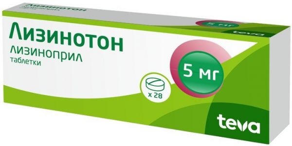 Лизинотон таб 5мг 28 шт Лизинотон таб 5мг 28 шт