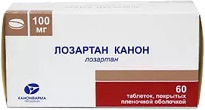 Лозартан канон таб п/об пленочной 100мг 60 шт