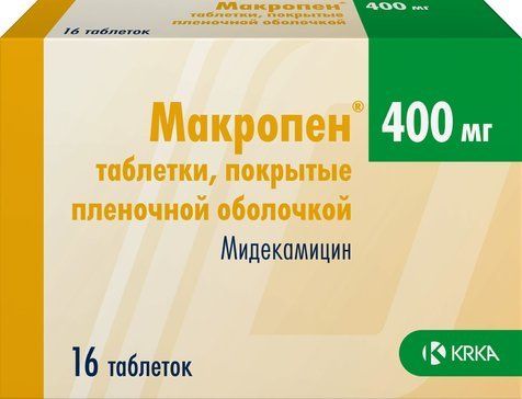 Макропен таб п/об пленочной 400мг 16 шт