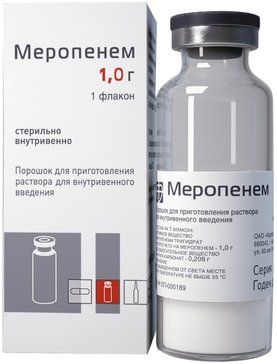 Меропенем порошок для приготовления раствора для инъекций 1г 1 фл