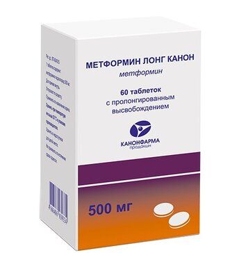 Метформин лонг канон таб пролонг 500мг 60 шт