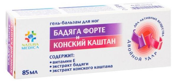Натура Медика Гель-бальзам для ног Бадяга форте и Конский каштан 85 мл Натура Медика Гель-бальзам для ног Бадяга форте и Конский каштан 85 мл