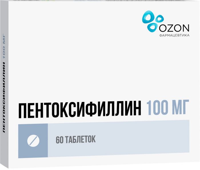 Пентоксифиллин таб п/об кишраств 100мг 60 шт озон