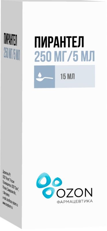 Пирантел суспензия для приема внутрь 250мг/5мл 15мл фл озон