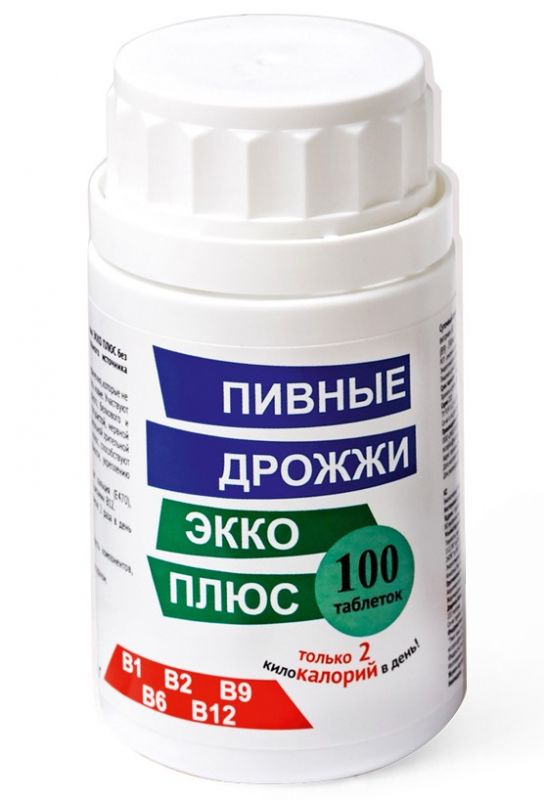Пивные дрожжи Экко Плюс таб 100 шт витамины группы В