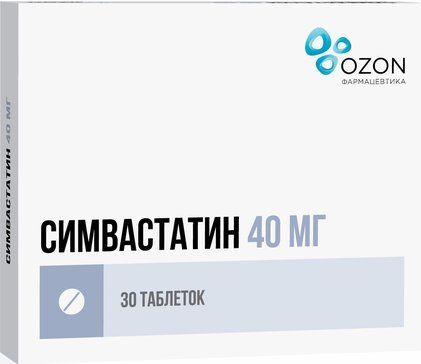 Симвастатин таб п/об пленочной 40мг 30 шт озон