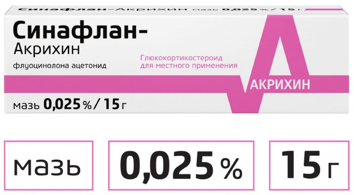 Синафлан-Акрихин мазь 0025% 15 г