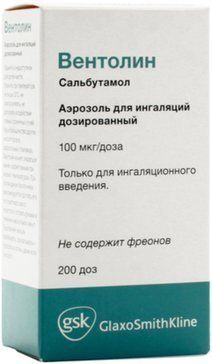 Вентолин аэрозоль для инг дозир 100мкг/доза 200доз