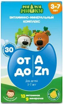 Витаминно-минеральный комплекс от а до цинка таб жев для детей 3-7 лет 30 шт ми-ми-мишки